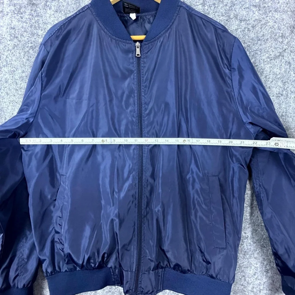 Original Deluxe Bomber Jacket Mens Large Navy Blue Full Zip Winter Everyday Wear
